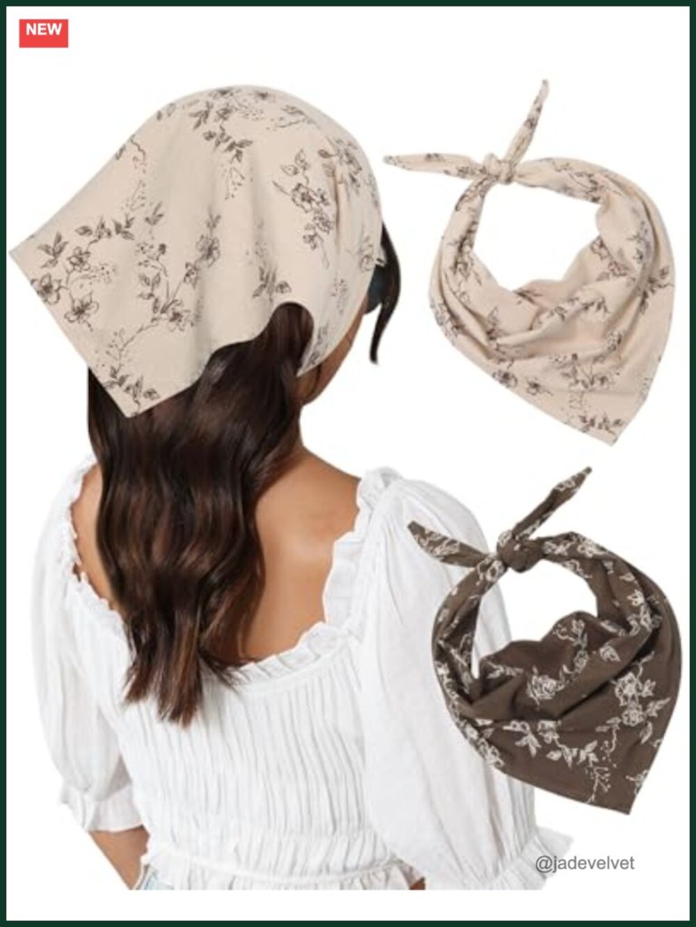 Cotton Floral Triangle Hair Scarf Bandanas for Women